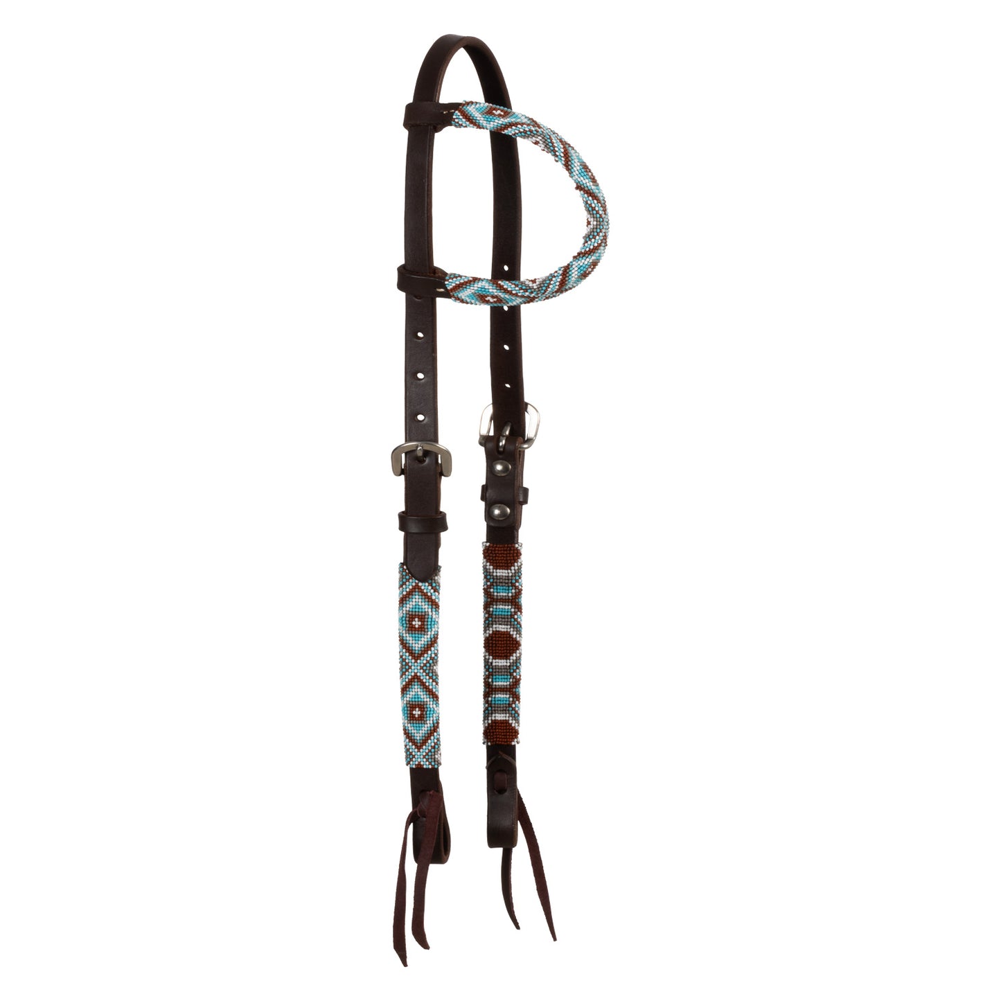 Pool's diamonds beaded oiled western one ear bridle PLH01048