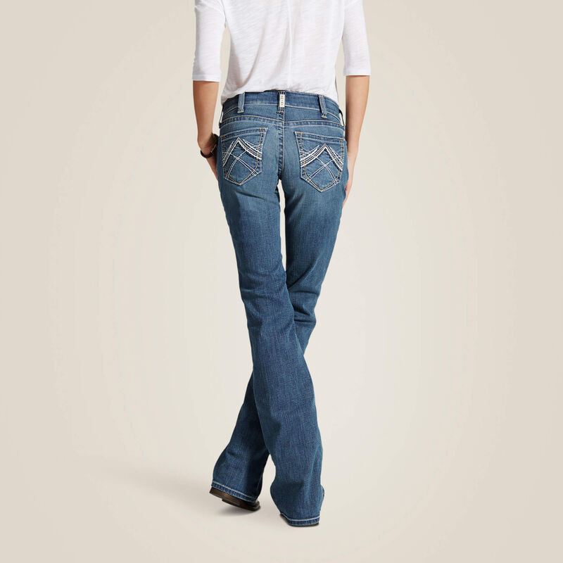 Ariat R E A L mid rise stretch whipstitch boot cut jeans