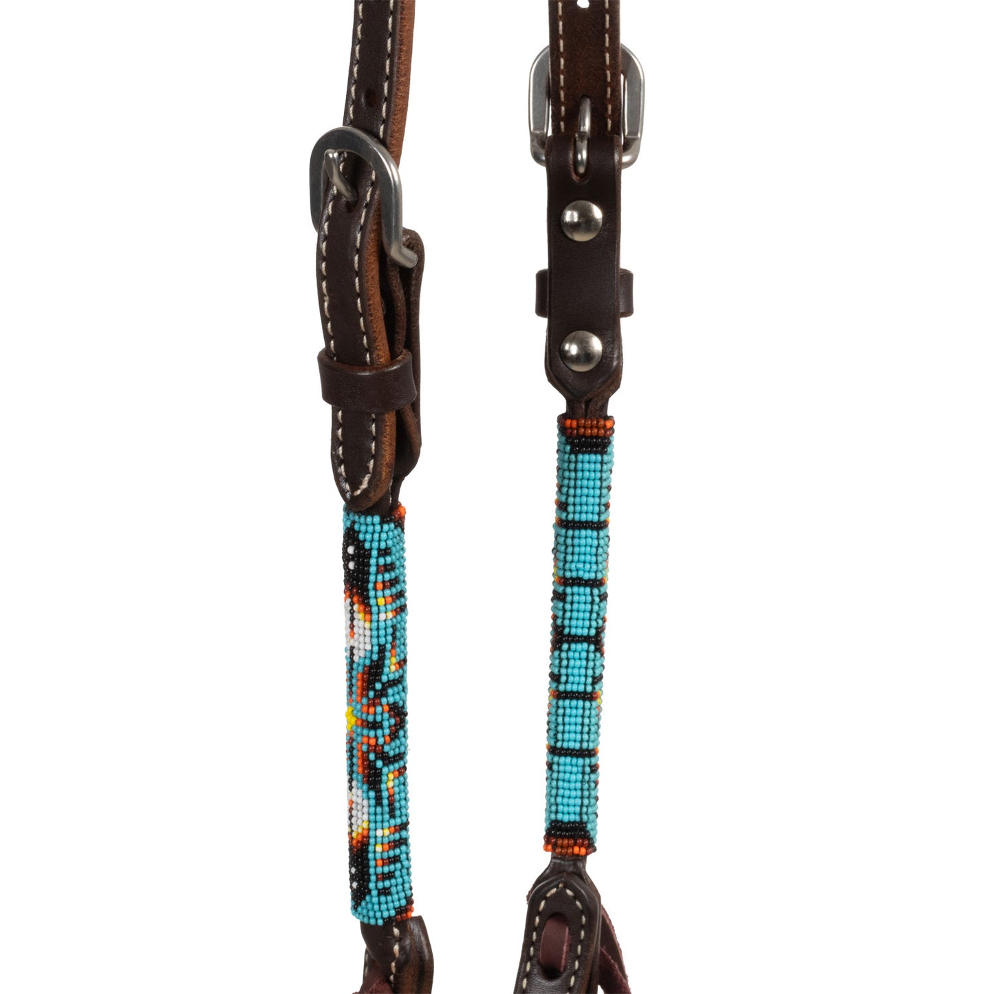 Pool's Navajo sky beaded oiled wester one ear bridle PLH01044
