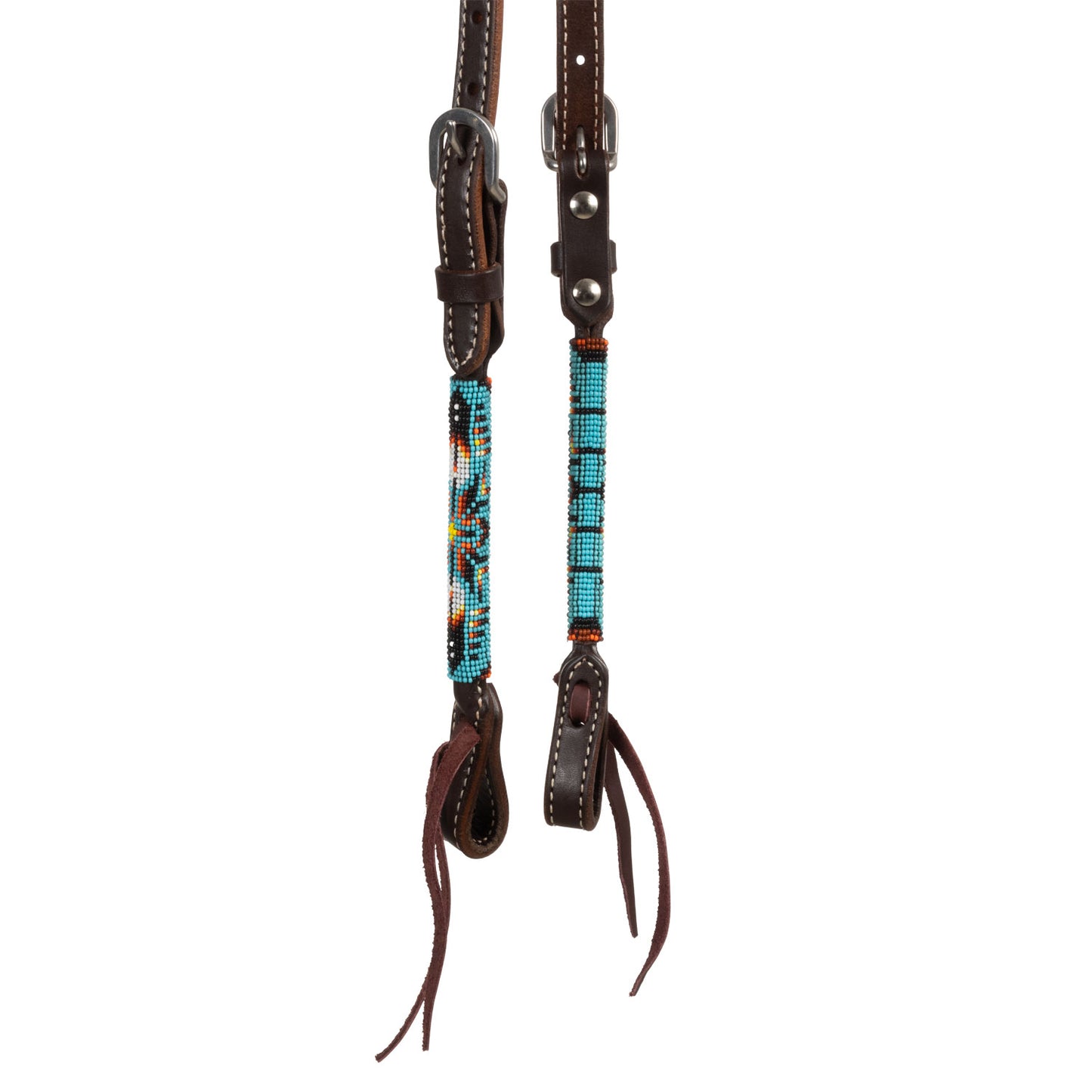 Pool's Navajo sky beaded oiled wester one ear bridle PLH01044