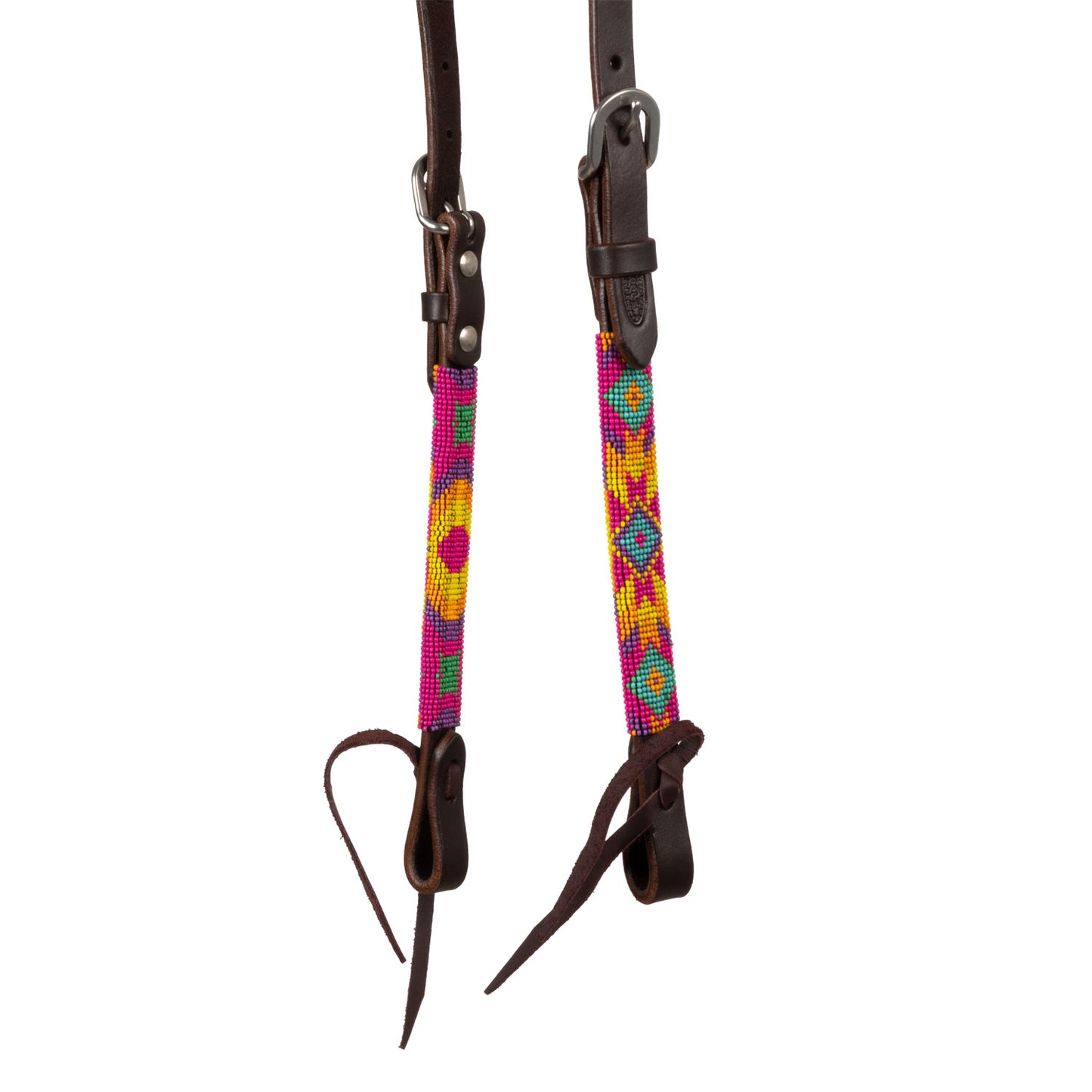 Pool's multicolor beaded oiled western one ear bridle PLH01050