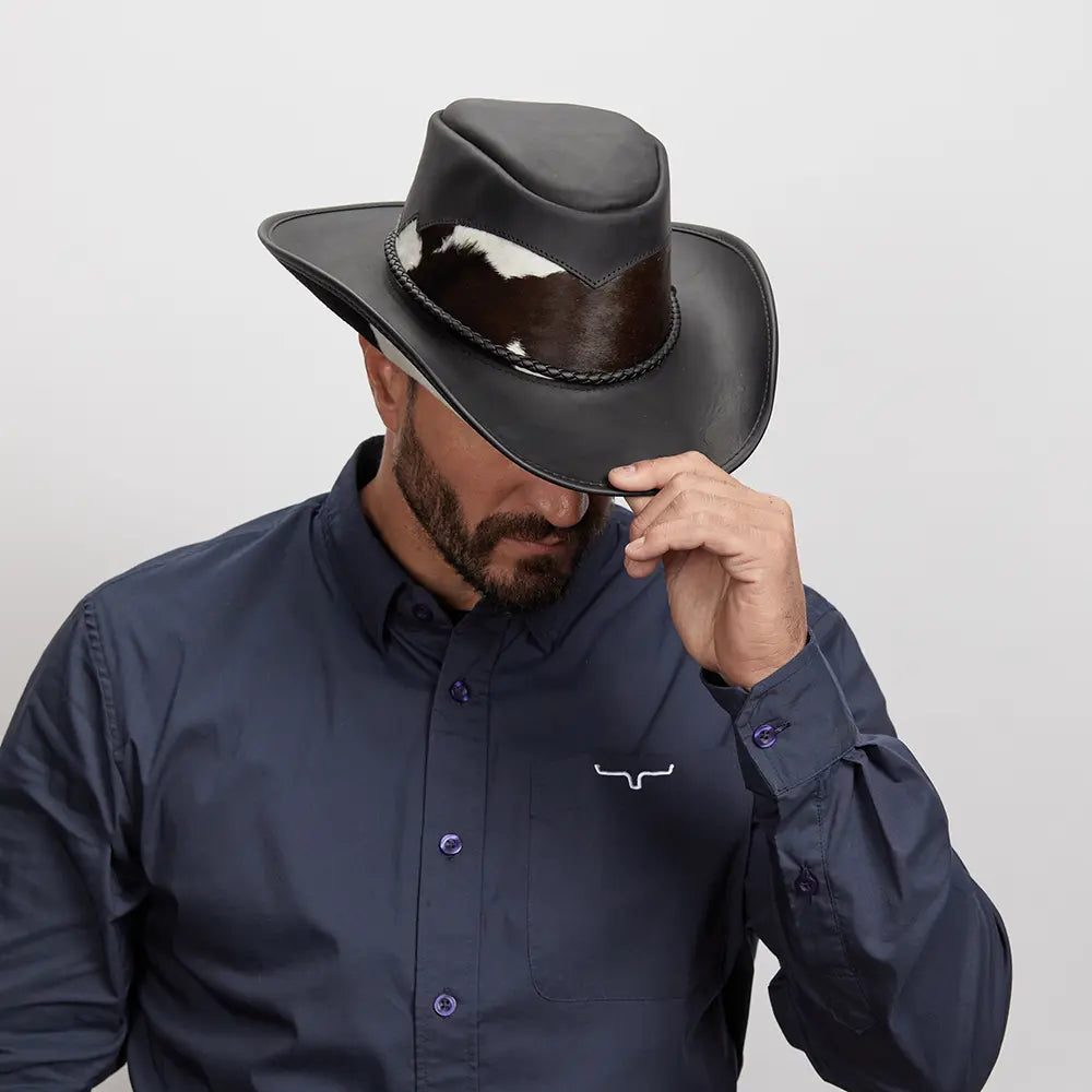 American hat makers Pinto | Leather Cowboy Hat with Calf Accents