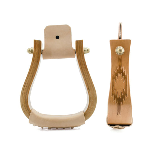 Pool's wooden western stirrups with navajo design VA00346