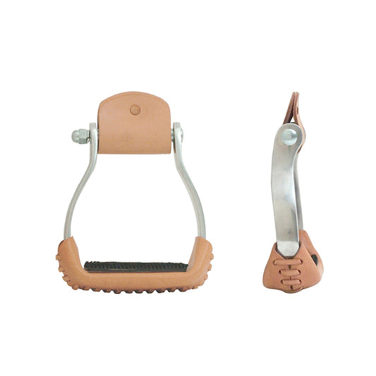 Pool's colored aluminium barrel western stirrups with antislip footboard VA00331