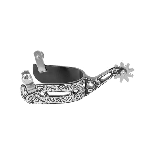 Pool's aluminium engraved spurs with hole balck color SR00243B