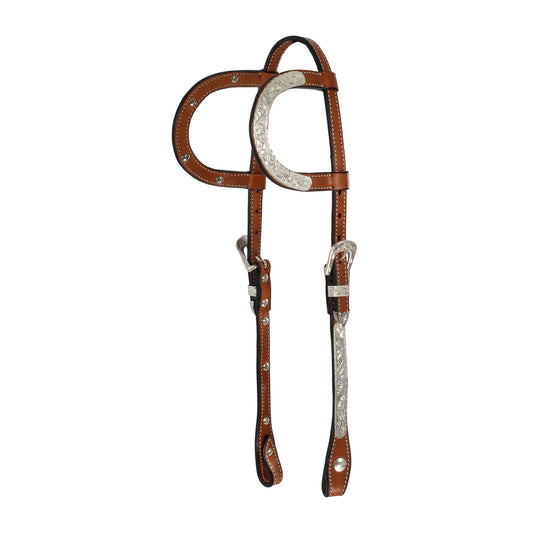 Pool's 2 ears headstall with silver PL00328