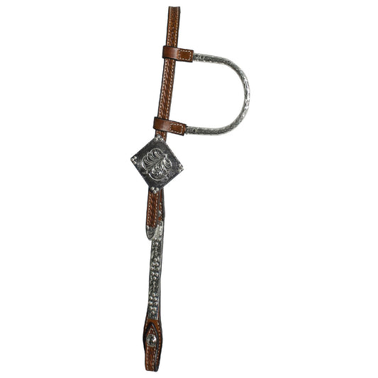 Pool's 1 ear headstall with silver PL00325