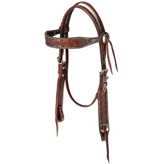 Pool's square headstall with barbwire tooling PL00310