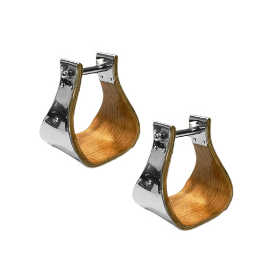 Pool's western wood  stirrups 5" metal covered PL00010