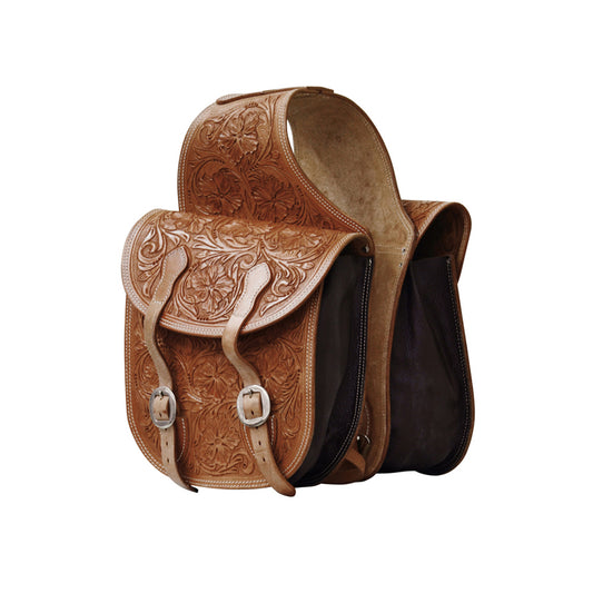 Pool's leather saddle bag with flowers AAC00076