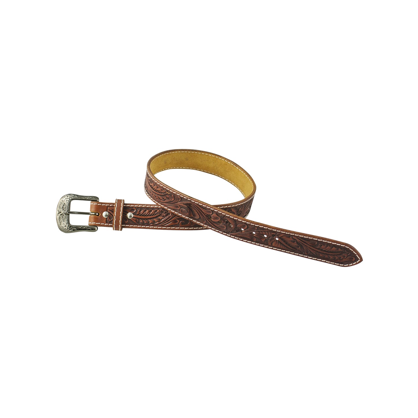 Pool's western leather belt with flower tooling AB00666