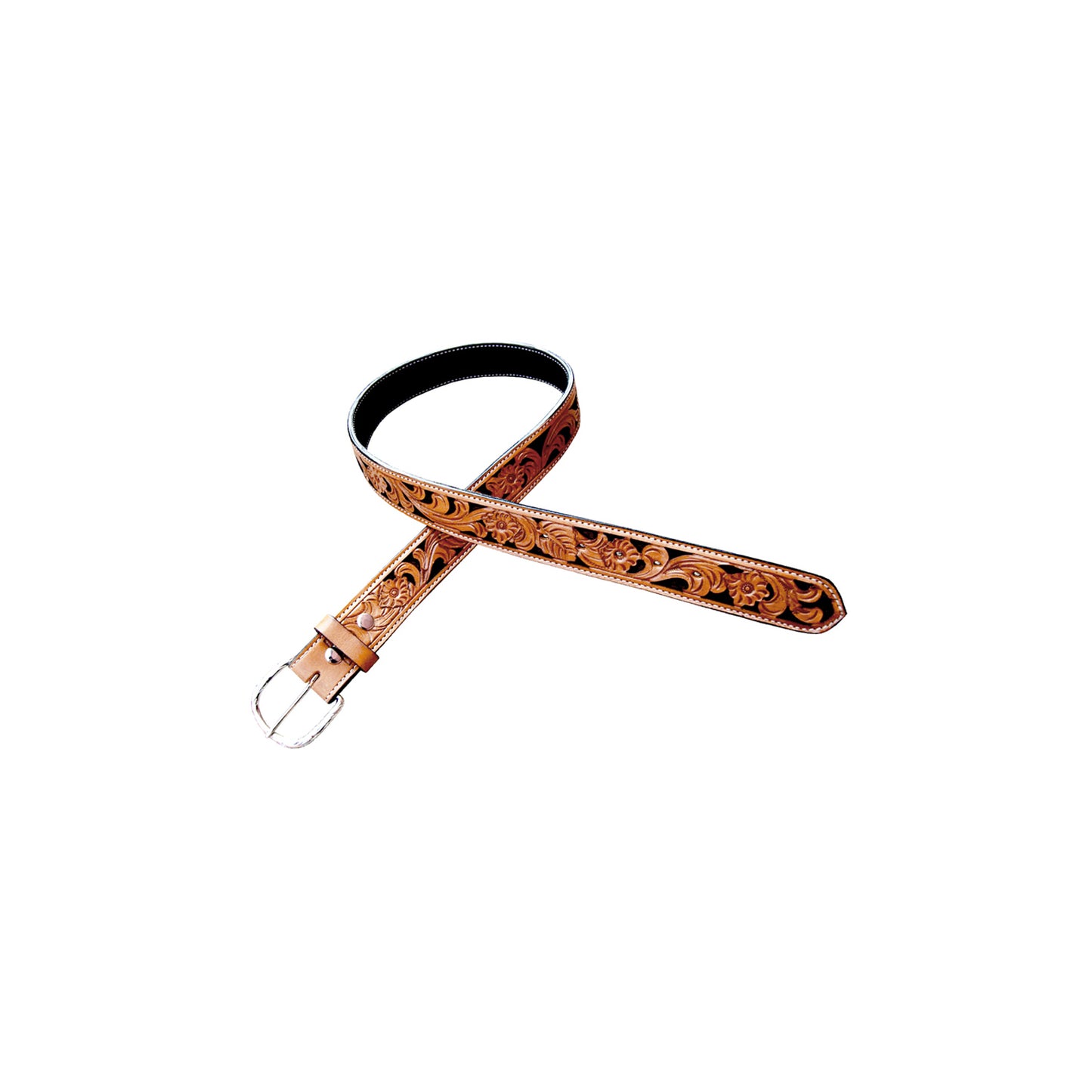 Pool's western leather belt flower tooling and horsehair AB00640