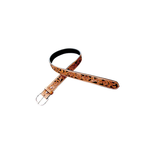 Pool's western leather belt flower tooling and horsehair AB00640
