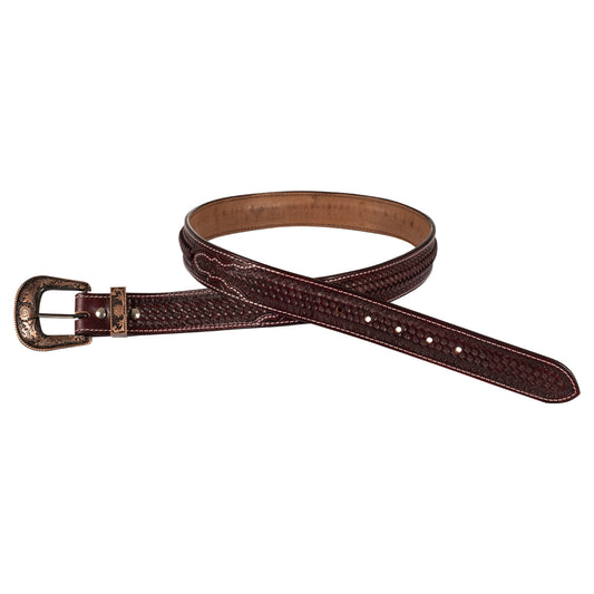 Pool's unisex western belt basket tooled with copper zinc buckle