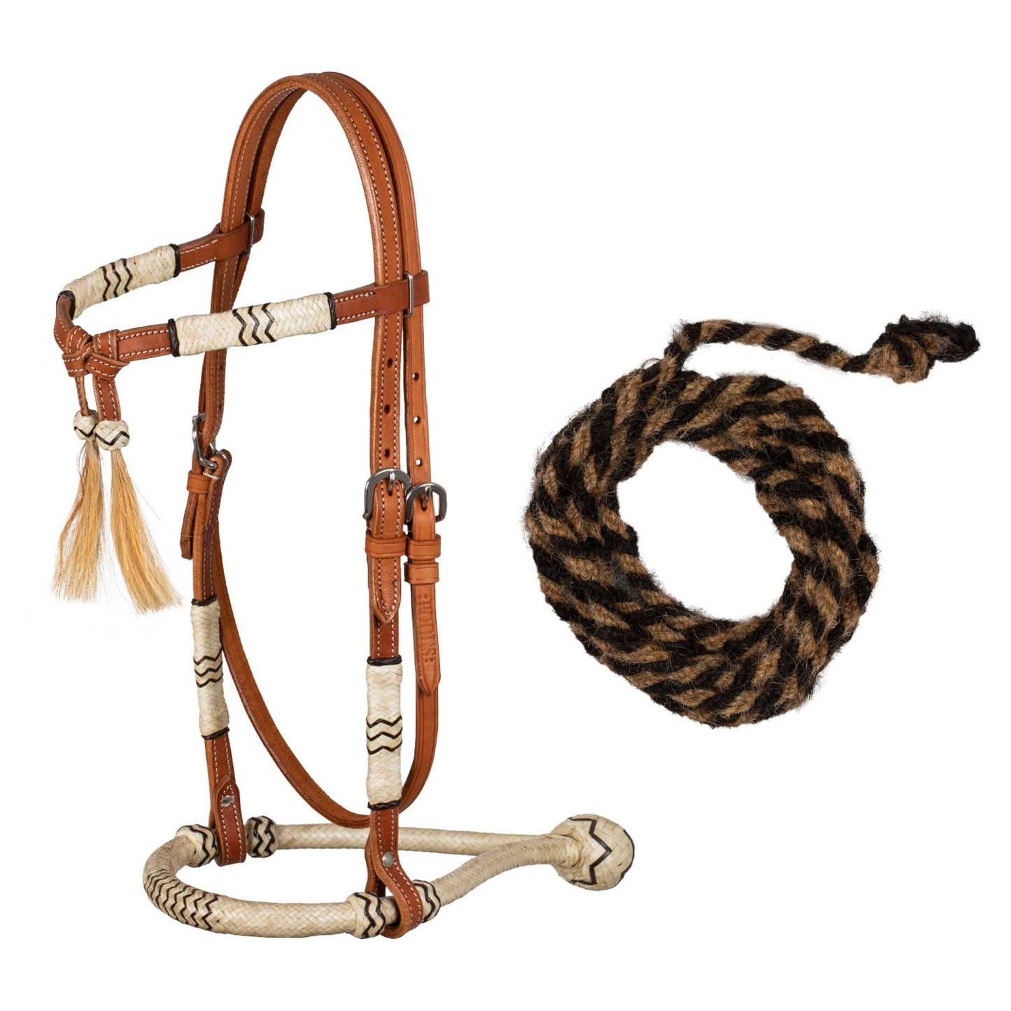 Pool's bosal bridle with horsehair reins PLH01011