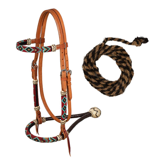 Pool's burgundy pearls set with horsehair mecate  reins PLH 1017
