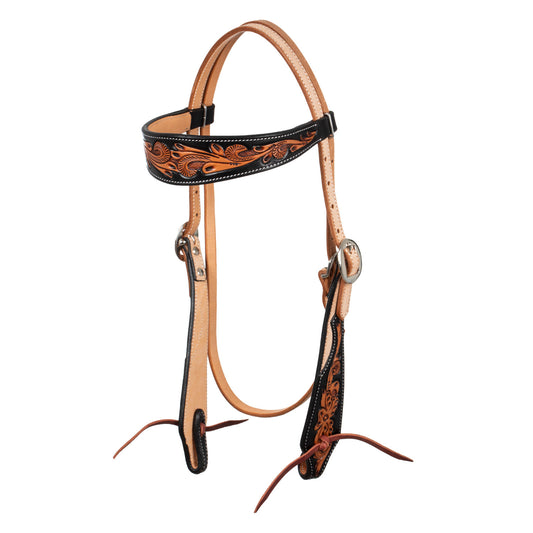 Pool's western bridle dark floral tooling PLH01036