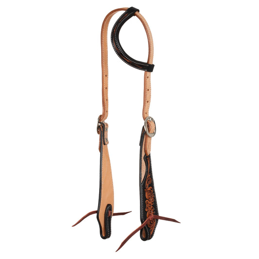 Pool's one ear western bridle dark floral tooling PLH01035