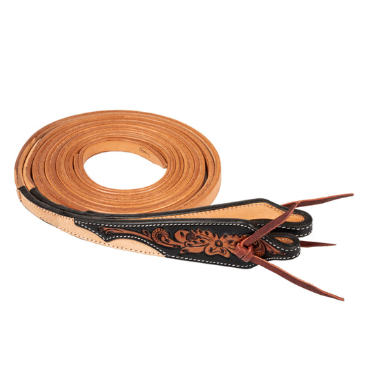 Pool's western reins dark floral tooling PLH01038
