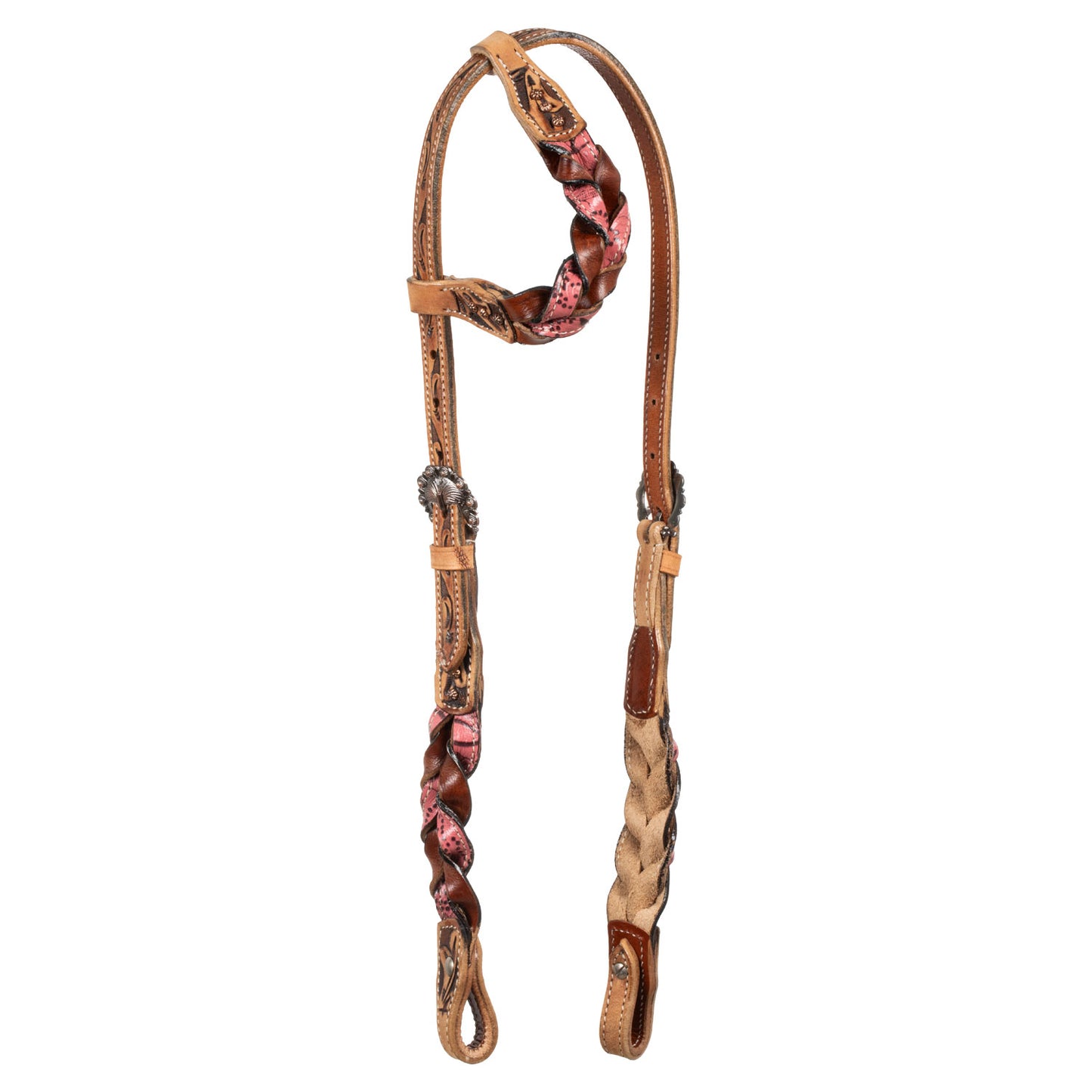 Pool's one ear bridle with sbraided leather decorations PLH01002