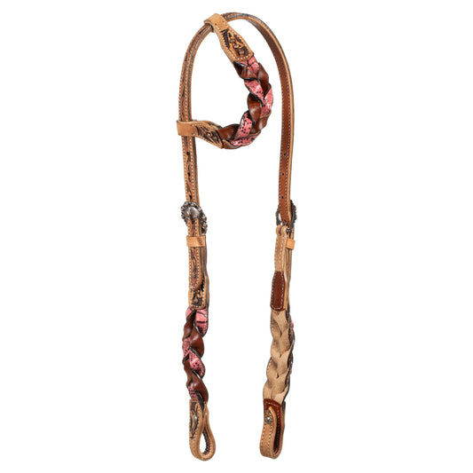 Pool's one ear bridle with sbraided leather decorations PLH01002