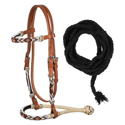 Pool's bridle with southwest decorations and cotton mecate reins PLH01013