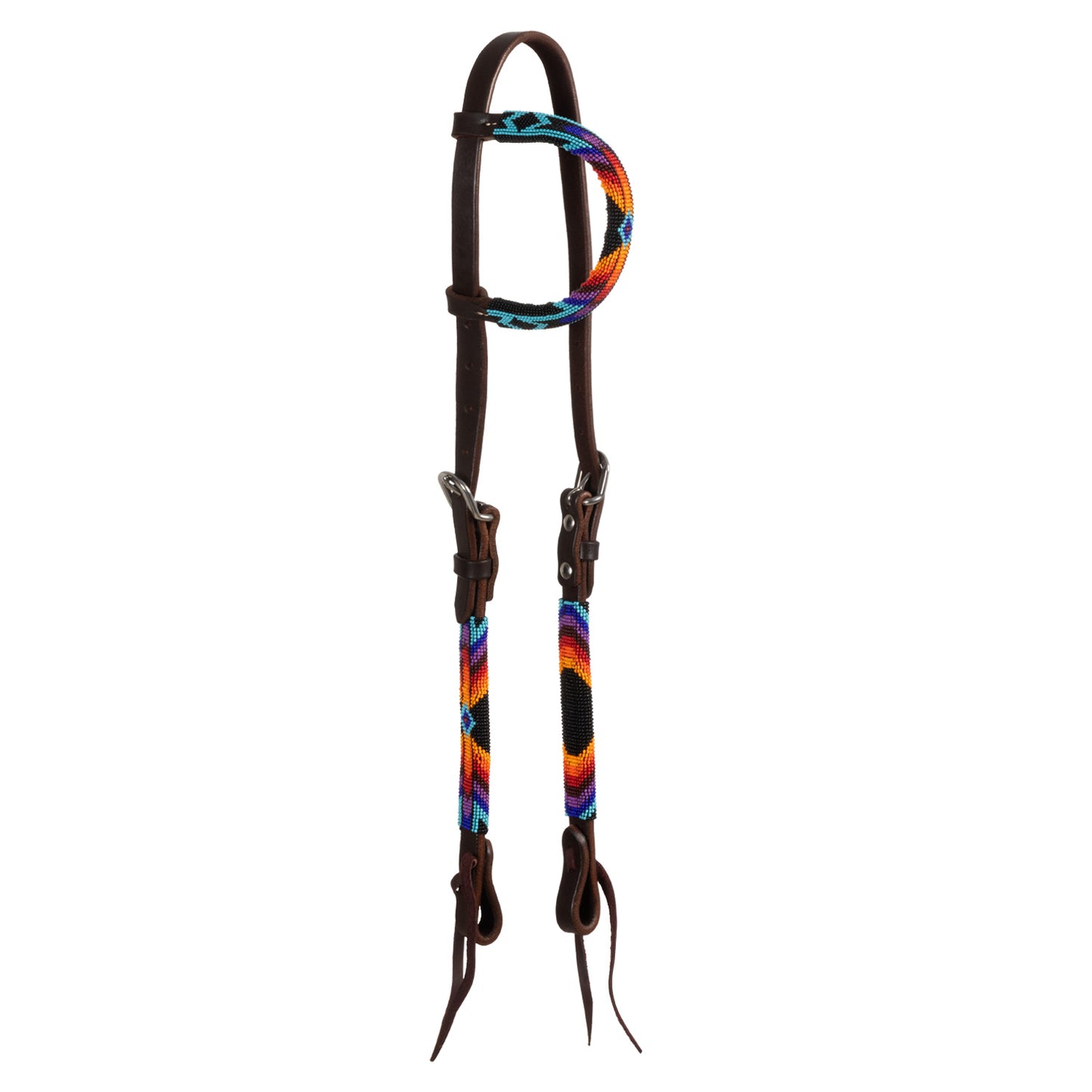 Pool's serape beaded oiled wester one ear bridle PLH01046