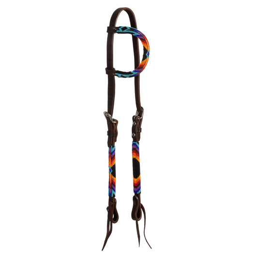 Pool's serape beaded oiled wester one ear bridle PLH01046