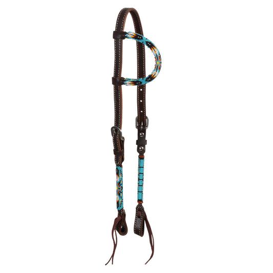 Pool's Navajo sky beaded oiled wester one ear bridle PLH01044