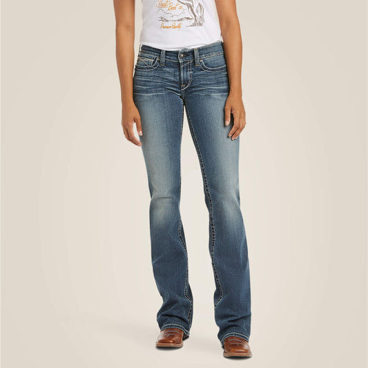 Ariat R E A L mid rise stretch whipstitch boot cut jeans