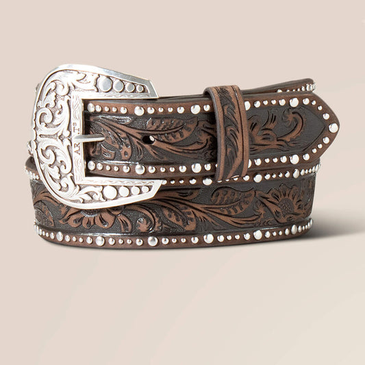 Ariat studded tooled embossed belt