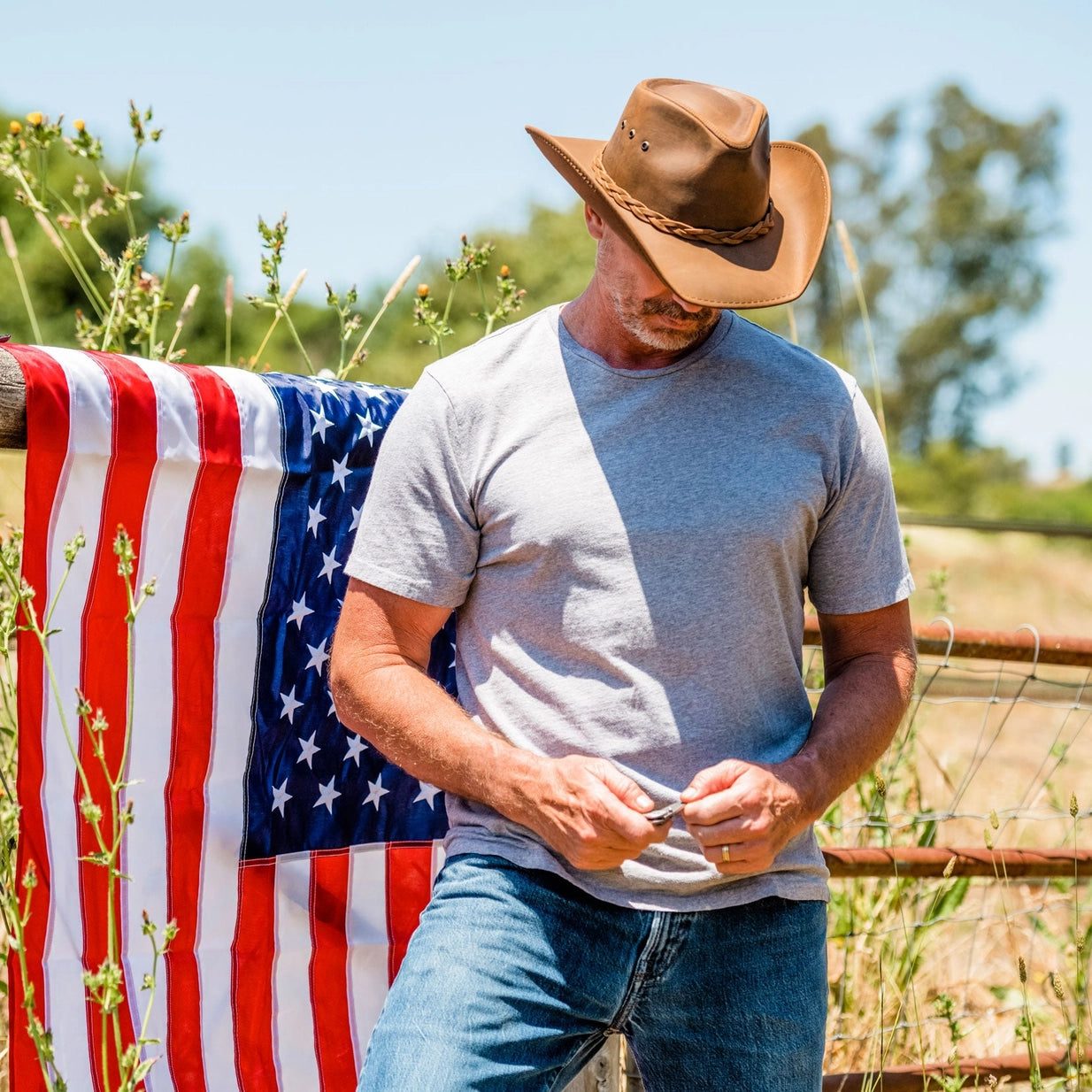 American hat makers Hollywood | Leather Cowboy Hat