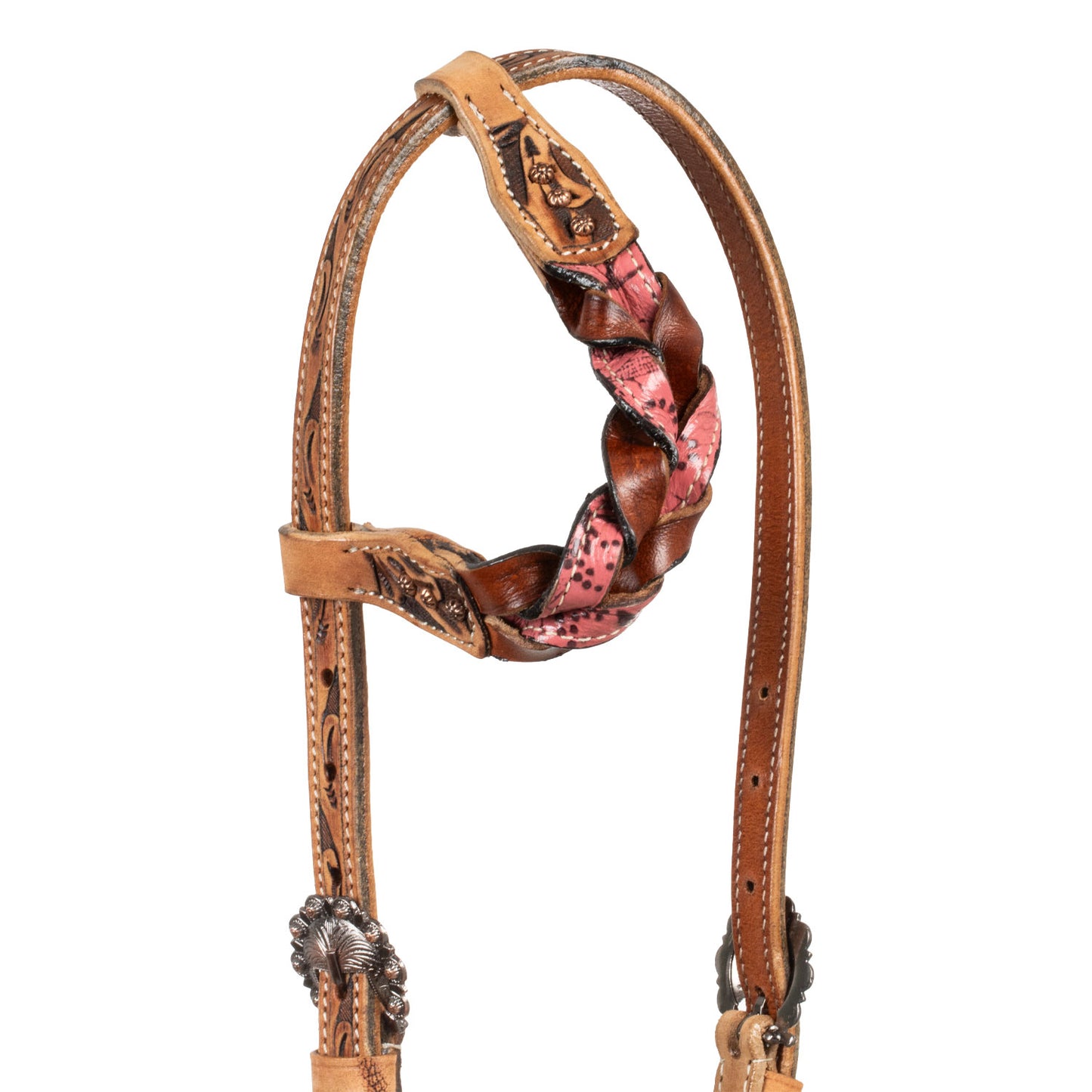 Pool's one ear bridle with sbraided leather decorations PLH01002
