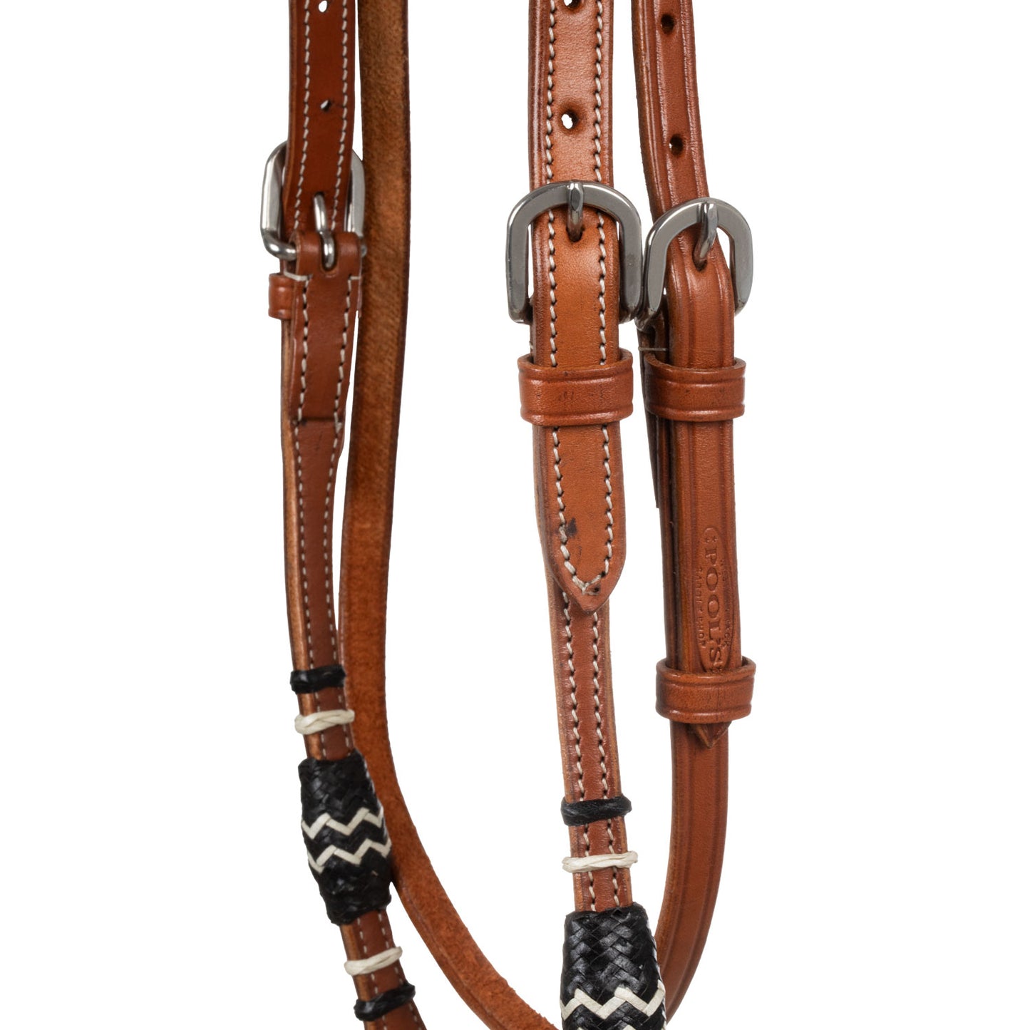 Pool's bicolor bosal set with horsehair mecate reins PLH01014