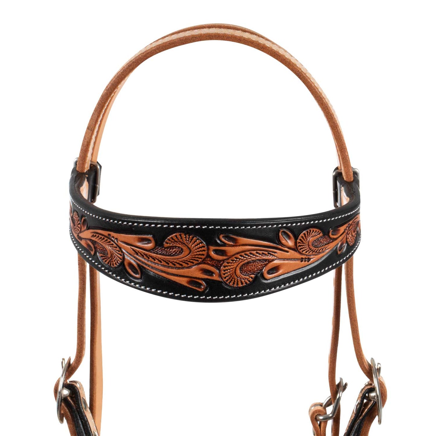 Pool's western bridle dark floral tooling PLH01036