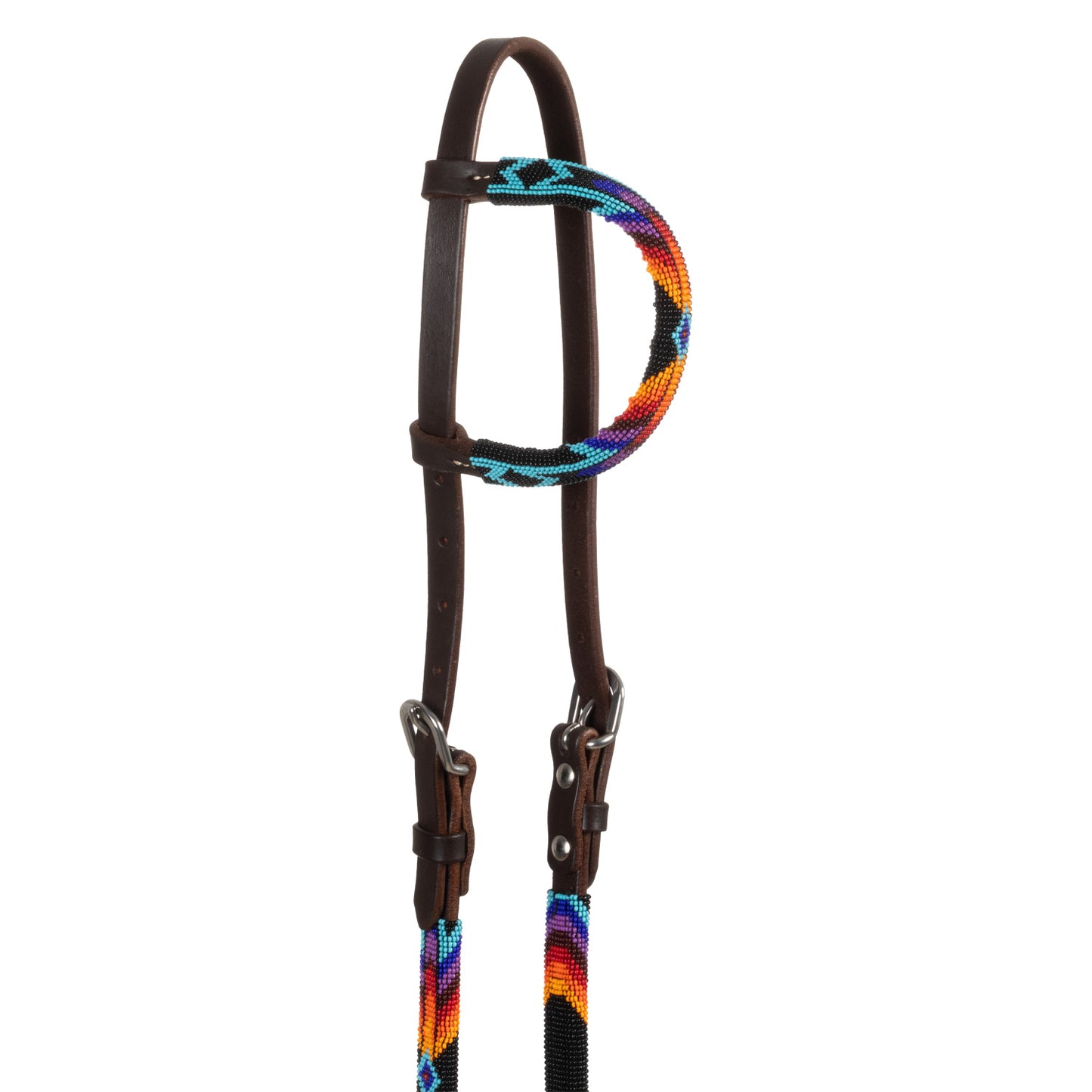 Pool's serape beaded oiled wester one ear bridle PLH01046