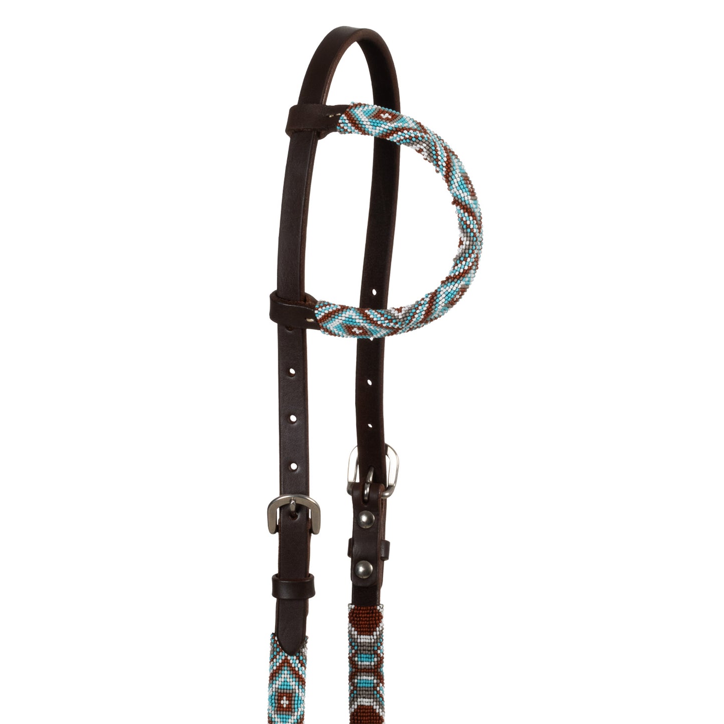 Pool's diamonds beaded oiled western one ear bridle PLH01048