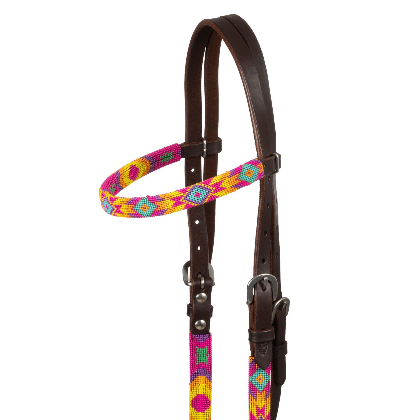 Pool's multicolor beaded oiled western bridle PLH01049