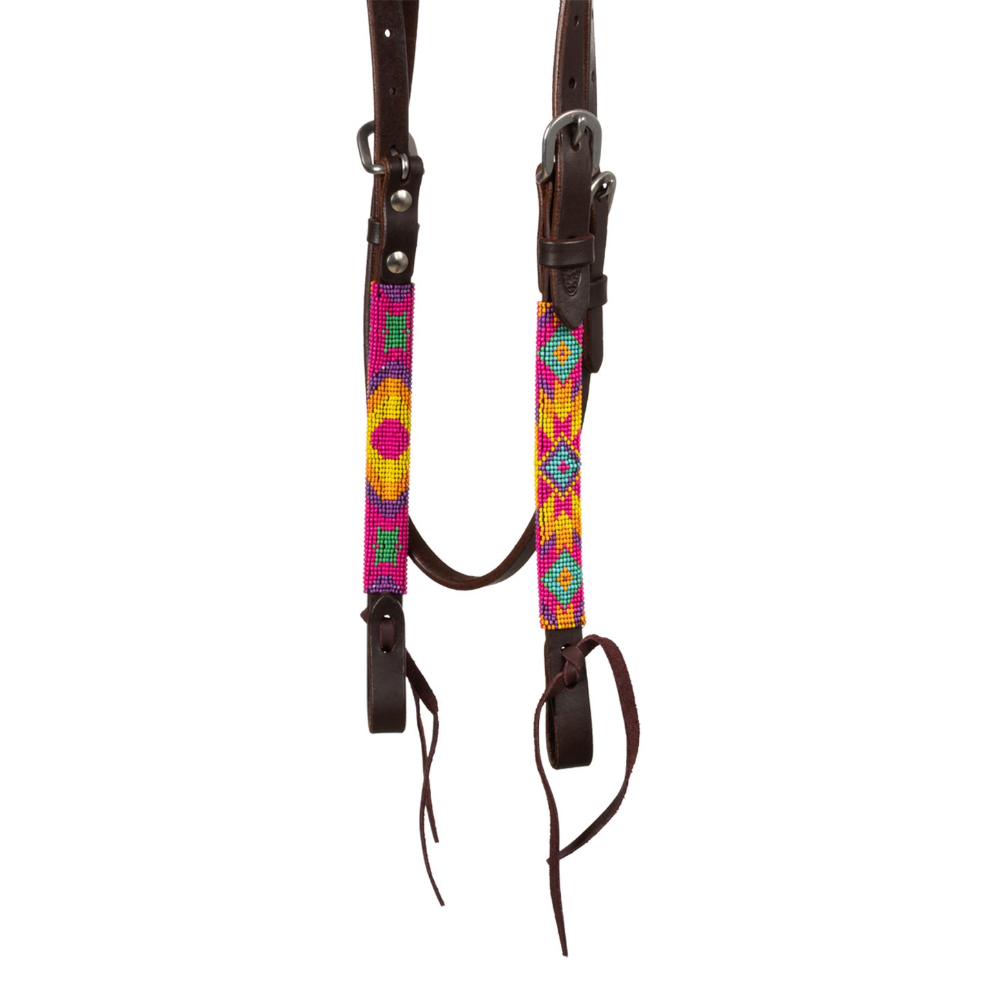 Pool's multicolor beaded oiled western bridle PLH01049