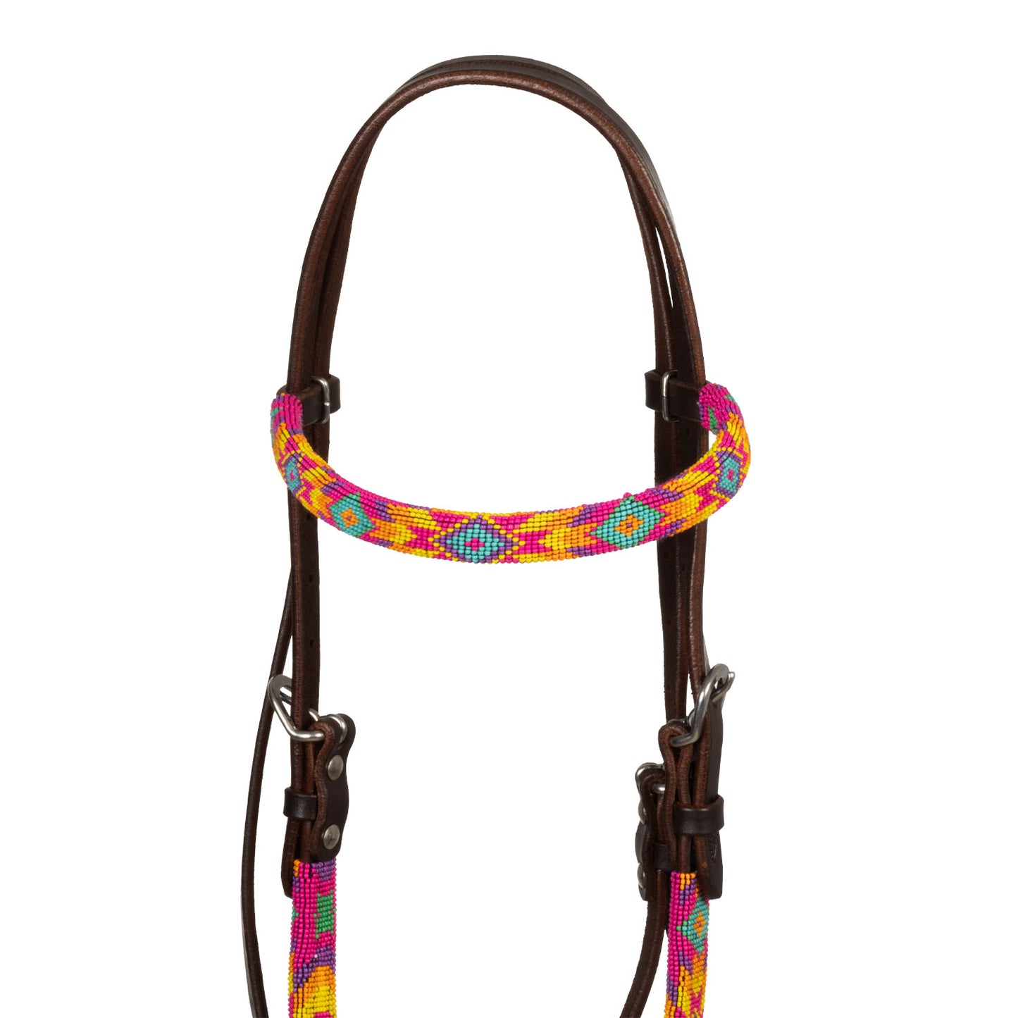 Pool's multicolor beaded oiled western bridle PLH01049