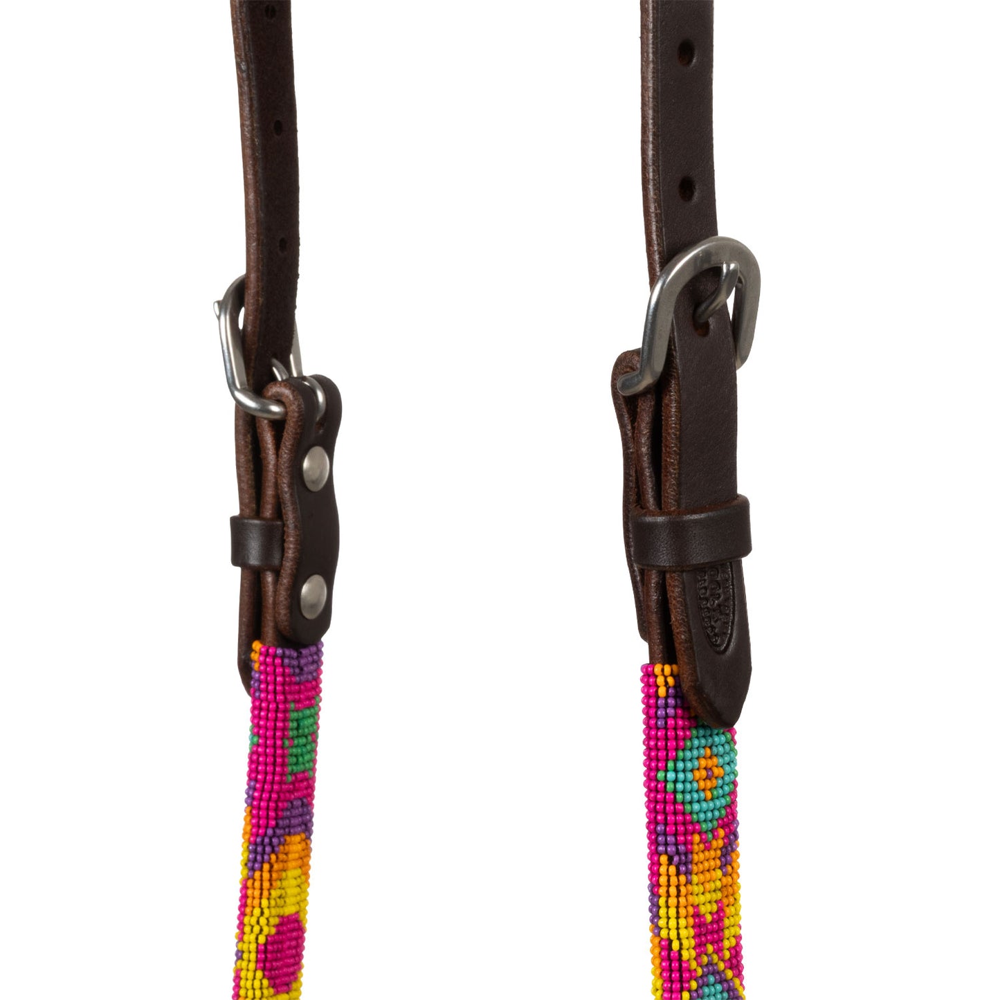 Pool's multicolor beaded oiled western one ear bridle PLH01050