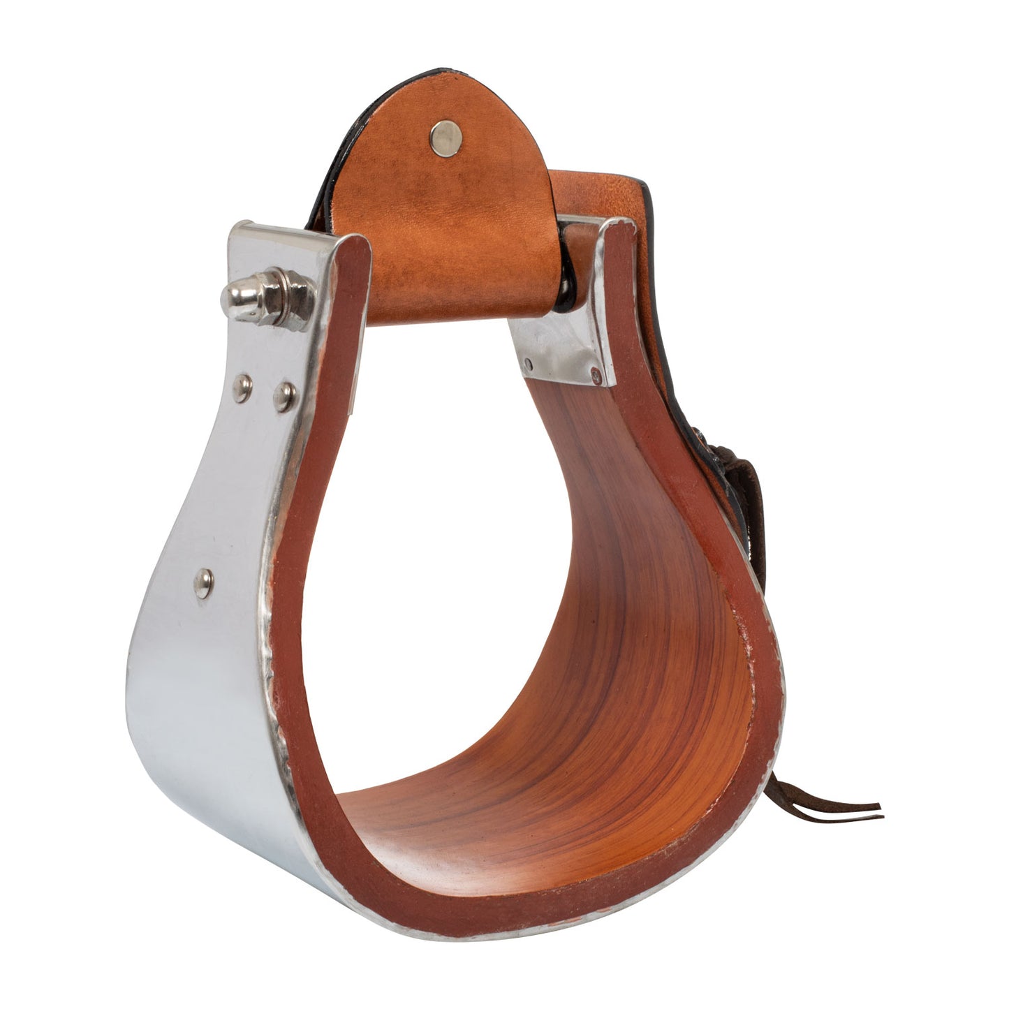 Pool's metal wood western stirrups with handmade leather inserts PLH10000