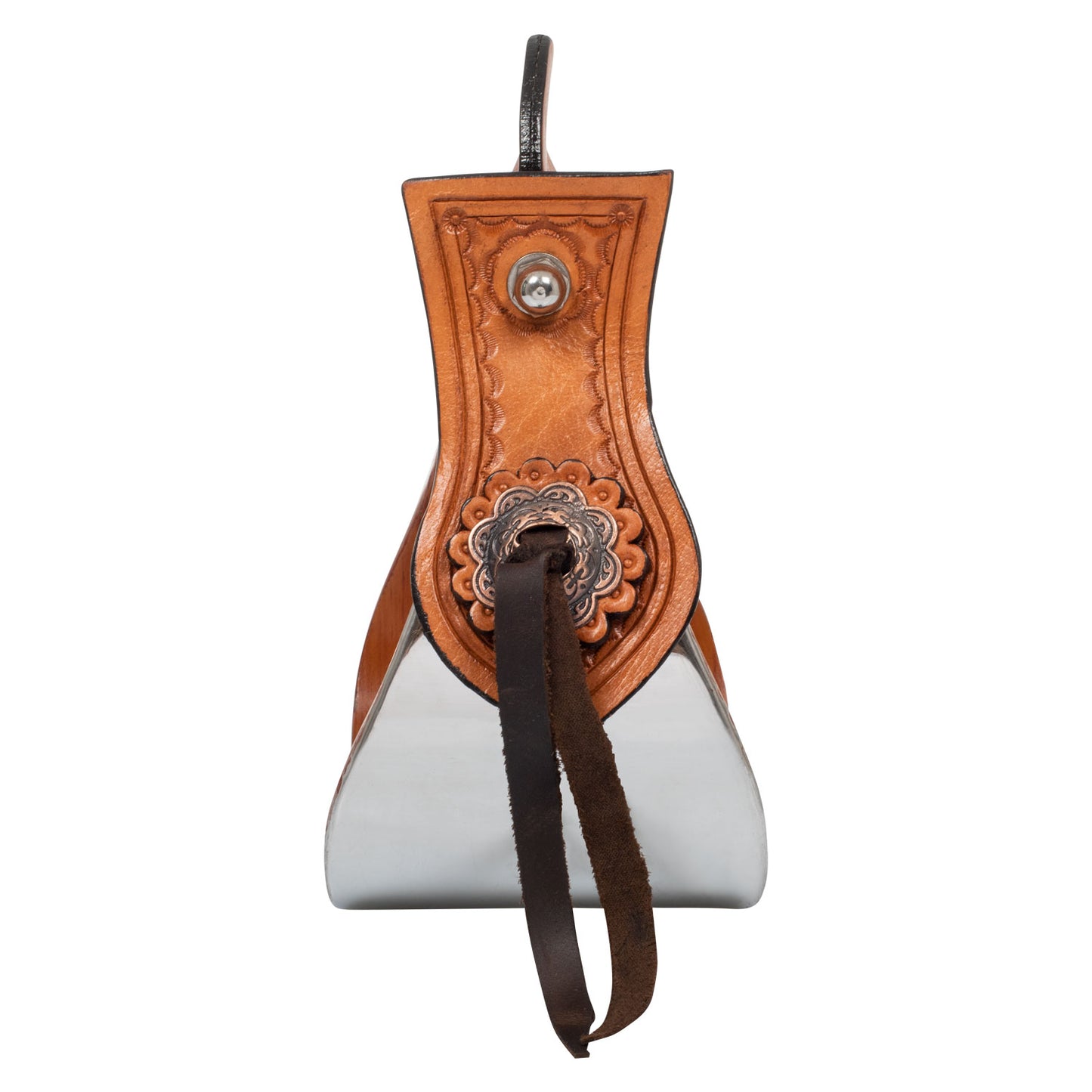 Pool's metal wood western stirrups with handmade leather inserts PLH10000