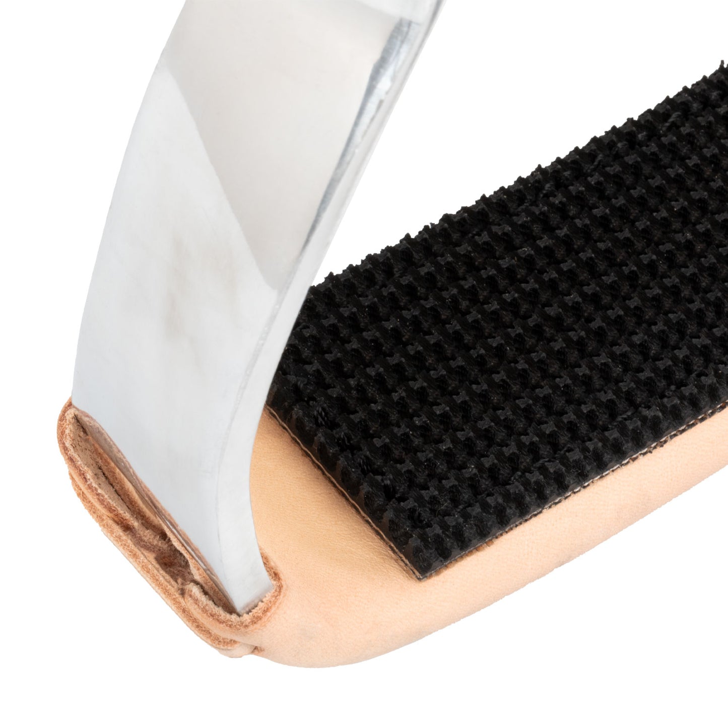 Pool's barrel stirrups with leather coated tread PLH10003