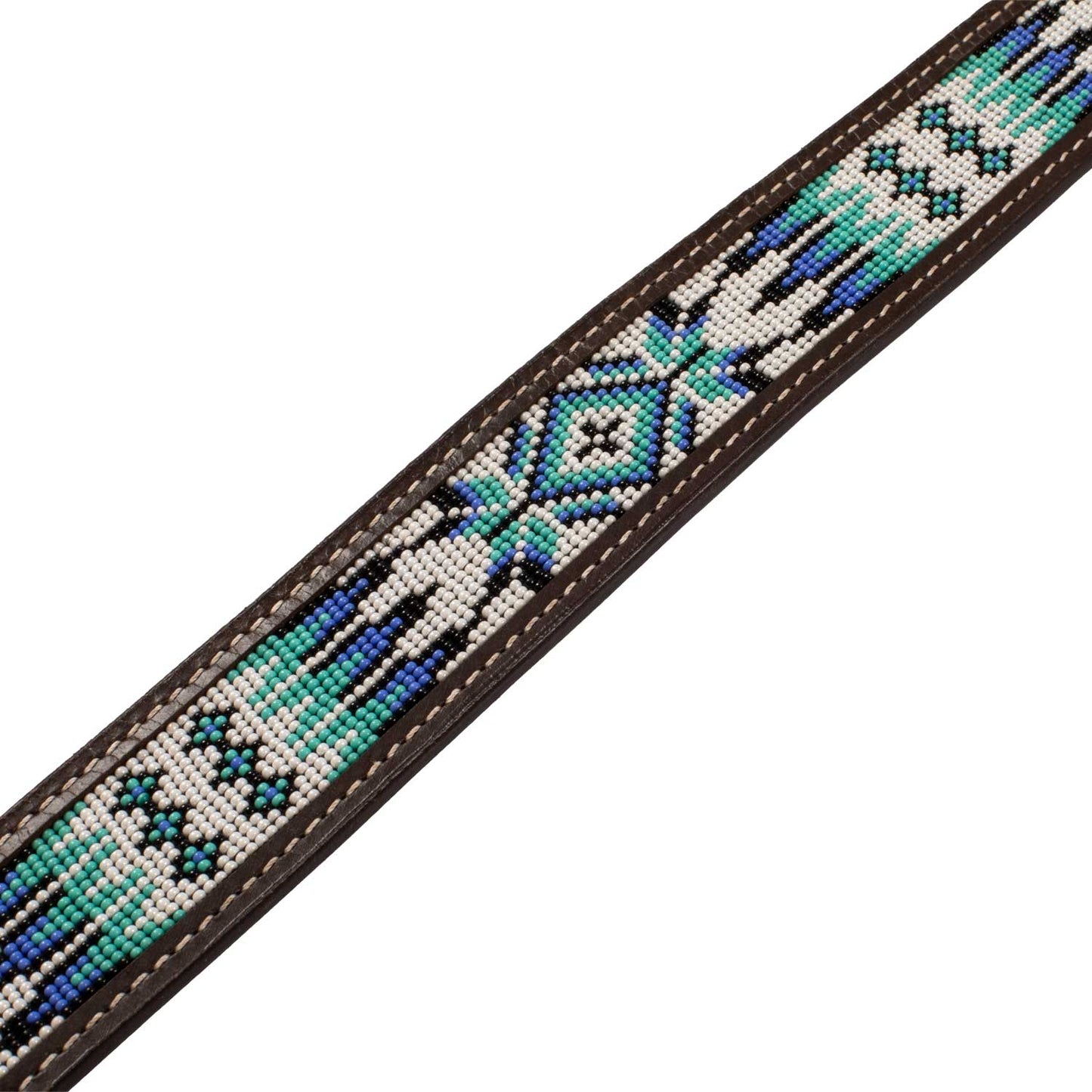 Pool's unisex western beaded leather belt with feather engraving PLU03001