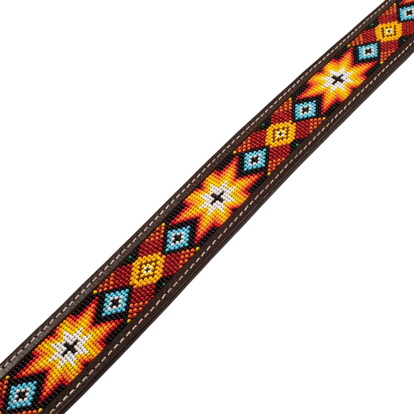 Pool's unisex western beaded leather belt and brass buckle PLU03003